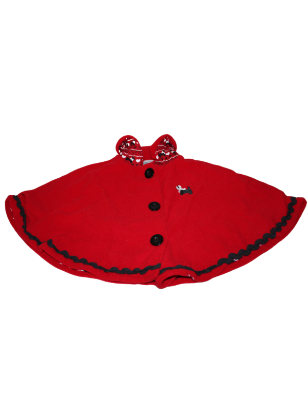 Red Fleece Cloak with Black Trim (24M)
